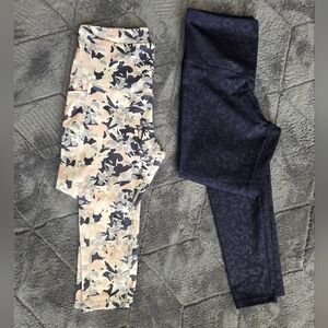 Marika Dark Blue Leggings & Leg End Floral Leggings Size Large Athletic Gym